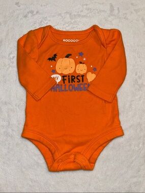 (3 for $10) Rococo Orange "My First Halloween" Baby Bodysuit